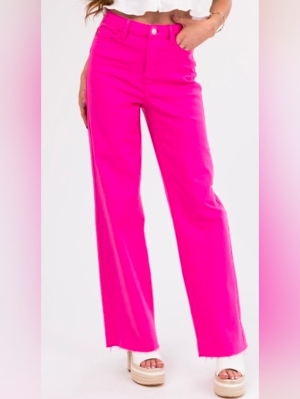 Judy Blue Hot Pink Wide-Leg High-Rise Pants